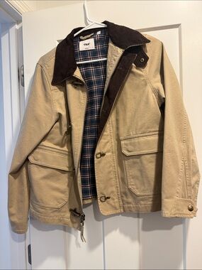 TNA Men's Khaki Field Jacket with Dark Brown Corduroy Collar